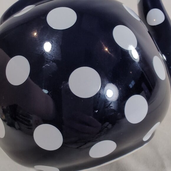 London Pottery Navy Blue White Polka Dot Teapot Lid Ceramic Dot Globe 6 Cup Tea - Picture 12 of 12